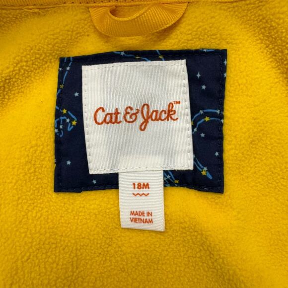 CAT & JACK Space Dinosaurs Stars Blue & Yellow Hooded Jacket Size 18 Months - Picture 4 of 5